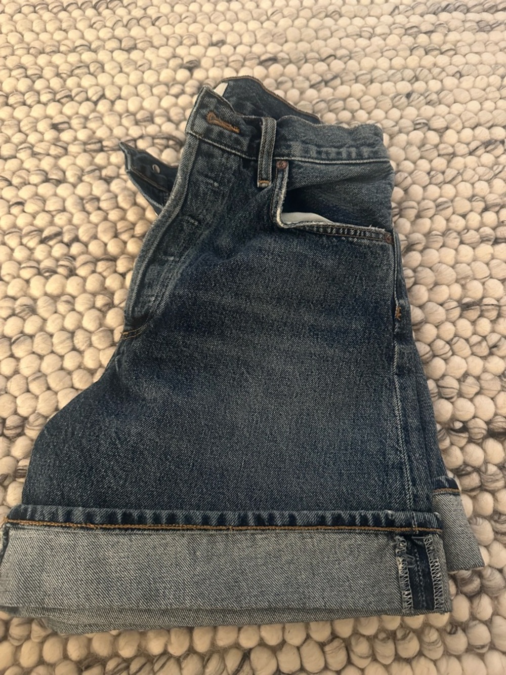 Agolde Dark Wash Blue Denim Jean Shorts